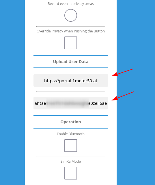 API URL und Key eintragen